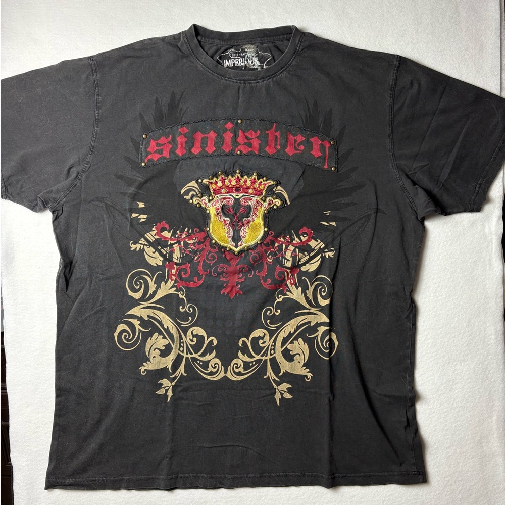 DELF Trading Imperious Sinister Black Graphic Tee with Red and Gold Accents 4XL